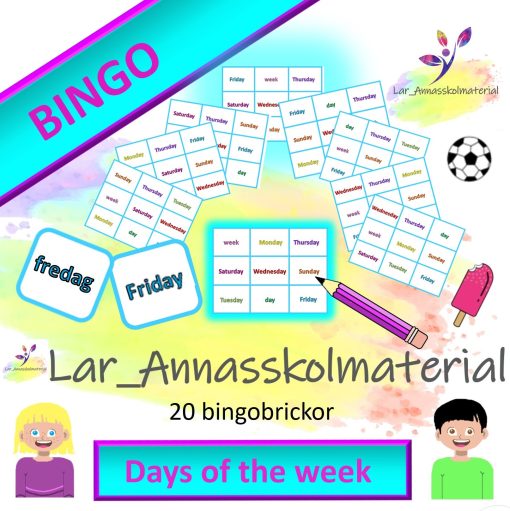 Bingo Engelska Days of the week