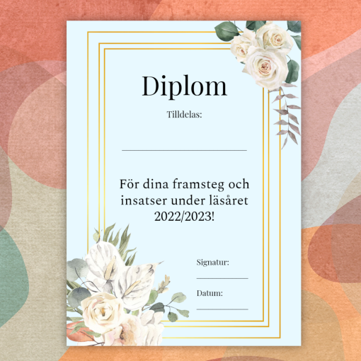 Diplom till skolavslutning - Redigerbar