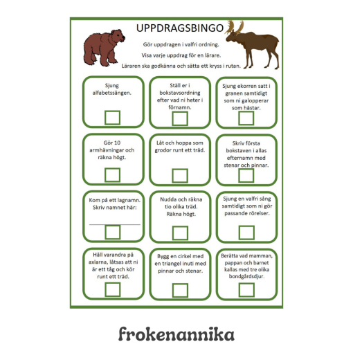 uppdragsbingo nr.1