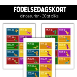 Födelsedagsskylt - dinosaurier - 30 st
