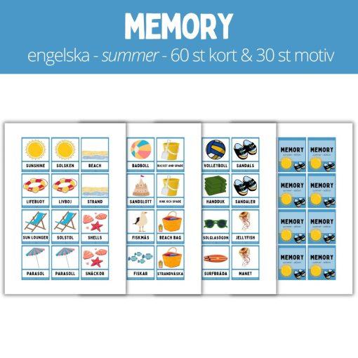 Memory - summer - 60 st kort & 30 st motiv