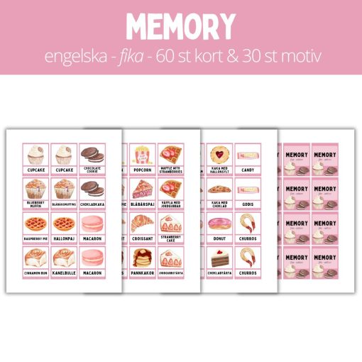 Memory - fika - 60 st kort & 30 st motiv