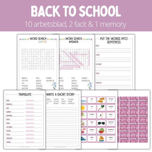 Back to school 1 - 10 sidor - engelskt ordförråd - summer edition