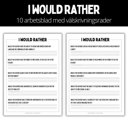 I would rather – 10 arbetsblad med välskrivningsrader - 1