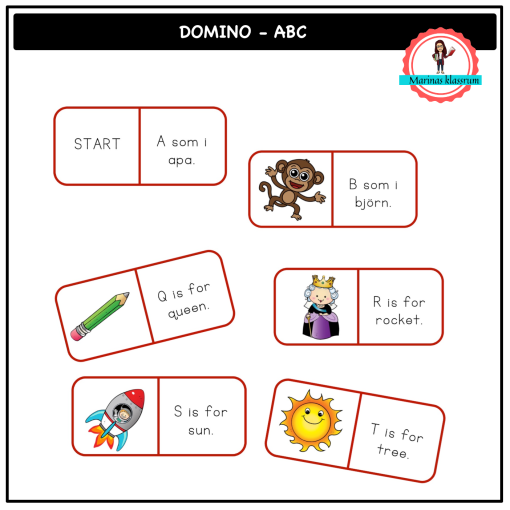 Läsdomino engelska + svenska - ABC