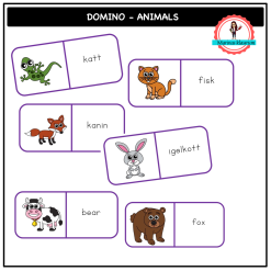 Läsdomino engelska + svenska - djur