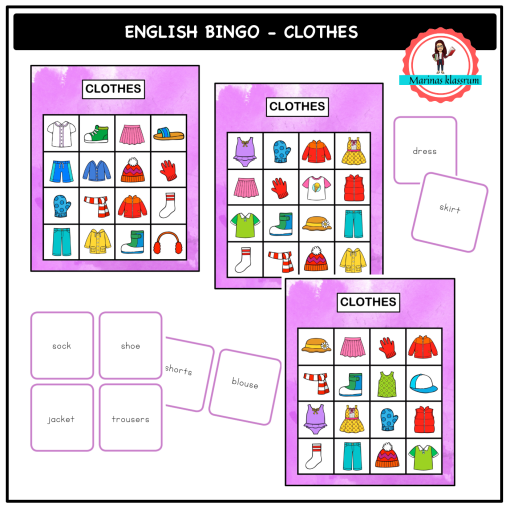 English bingo - clothes