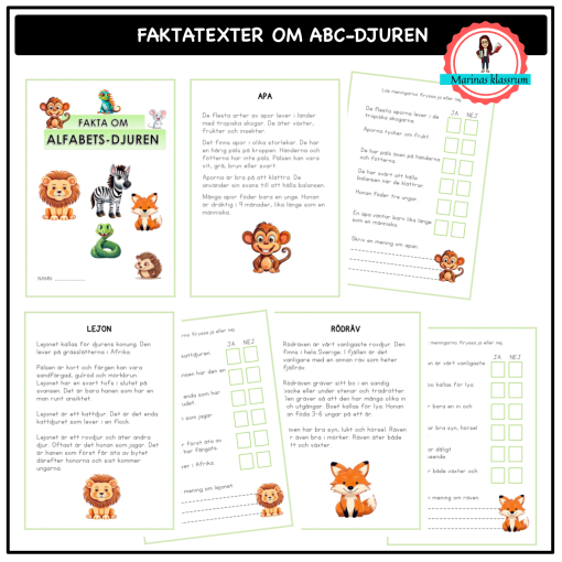 Faktatexter om ABC-djuren