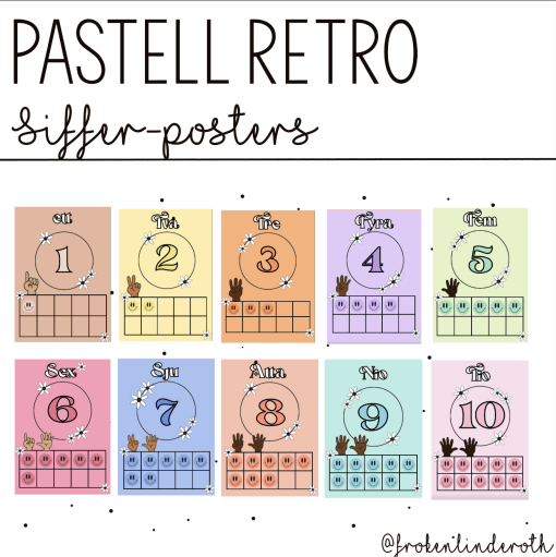 Pastell retro - sifferposters 1-10