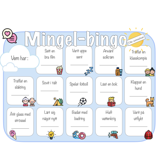 Mingel-bingo - hitta någon som...