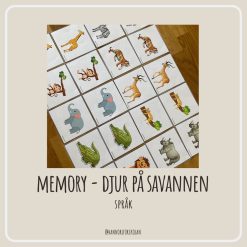 Memory - djur på savannen (10x10cm)