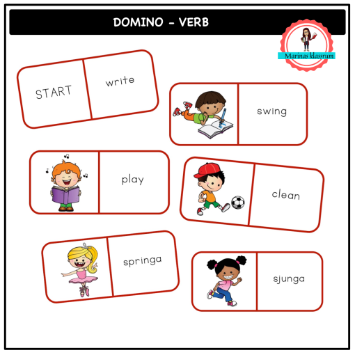 läsdomino engelska + svenska - verb