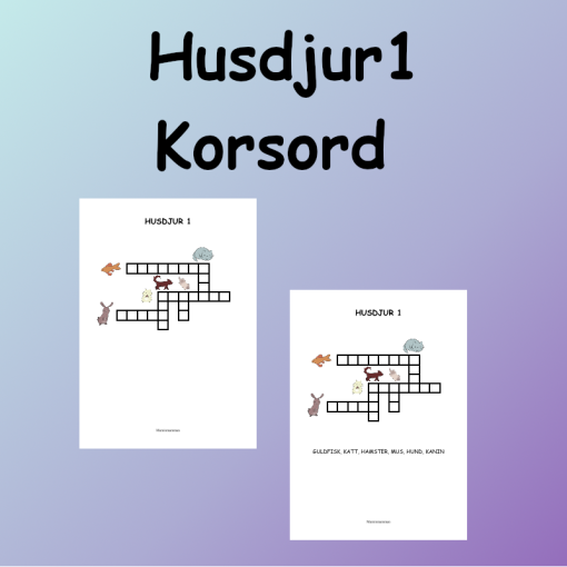 Husdjur 1 Korsord