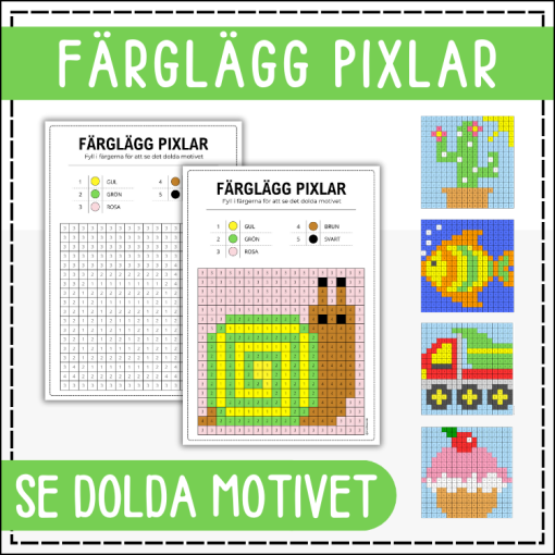 Pixelbilder - färglägg dolda motiv