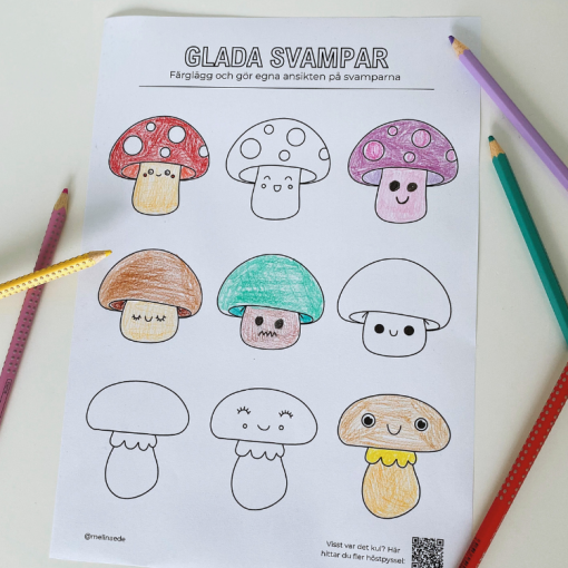 Målarbild höst - färglägg glada svampar | Teach Academy