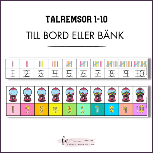 Talremsor / Sifferremsor till bord eller bänk