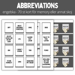 Abbreviations - 70 st kort - för memory eller annat skoj