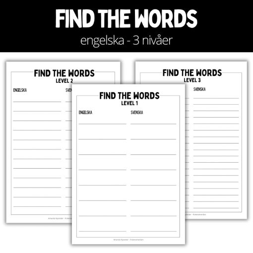 Find the words - mall - 3 nivåer