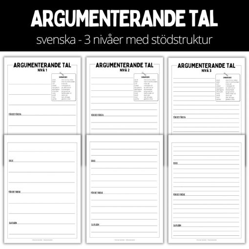 Argumenterande tal - mall - 3 nivåer med stödstruktur