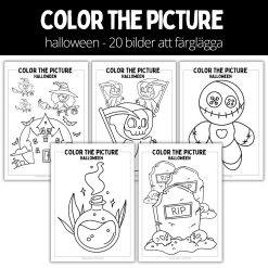 Color the picture - 20 stycken bilder med halloween motiv att färglägga