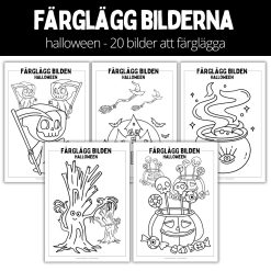 Färglägg bilden - 20 stycken bilder med halloween motiv att färglägga