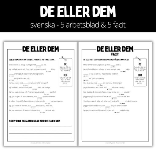 Arbetshäfte 1 - 10 sidor - de eller dem
