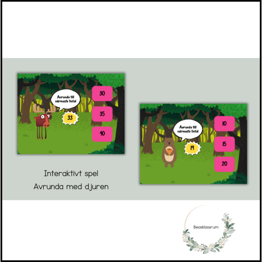 Interaktivt spel - avrunda med djuren