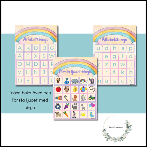 Bingo - alfabetet och första ljudet (3 st)