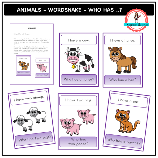 Wordsnake - Who has? - animals 1