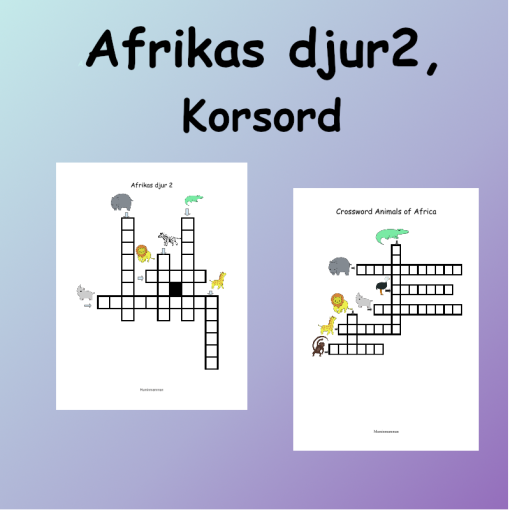Afrikasdjur 2 Korsord