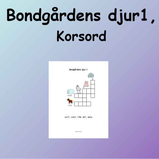Bondgårdens djur 1 Korsord