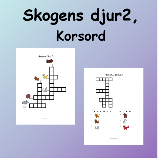 Skogens djur 2 Korsord