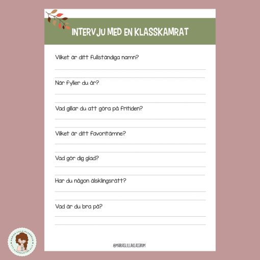 Intervju med en klasskamrat