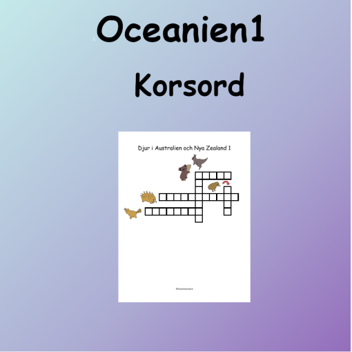 Oceaniens Djur1 Korsord