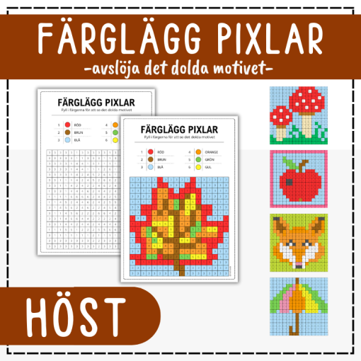 Pixelbilder - färglägg dolda motiv HÖST | Teach Academy