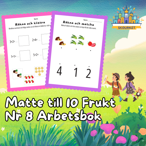 Matte till 10 Frukt Nr 8 Arbetsbok 15 Sidor