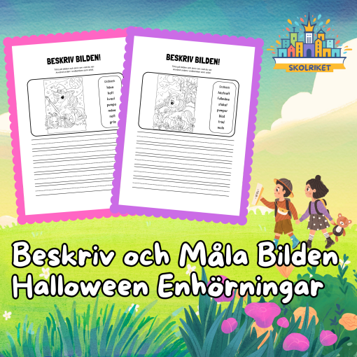 Beskriv och Måla Bilden Halloween Enhörningar