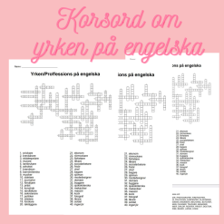 Korsord och ordsök om yrken på engelska