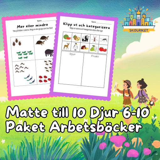 Matte till 10 Djur 6 - 10 Paket Arbetsböcker 75 Sidor