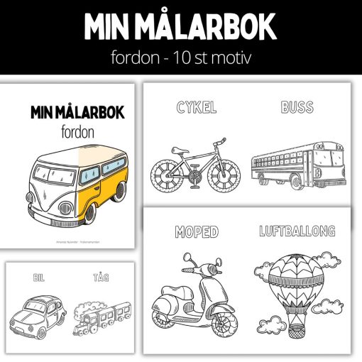 Min målarbok - fordon - 10 motiv