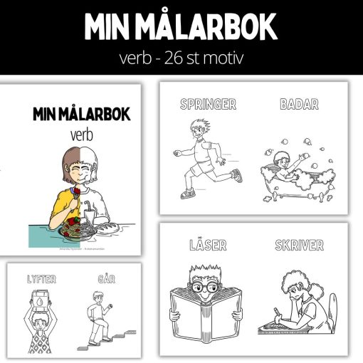 Min målarbok - verb - 26 motiv