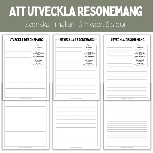 Att utveckla resonemang - 3 nivåer - 6 sidor