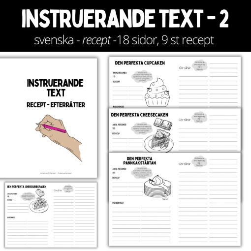 Instruerande text - 2 - recept -18 sidor, 9 st recept - fika