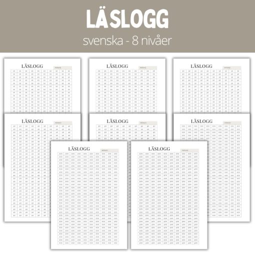 Läslogg - 8 nivåer - A4
