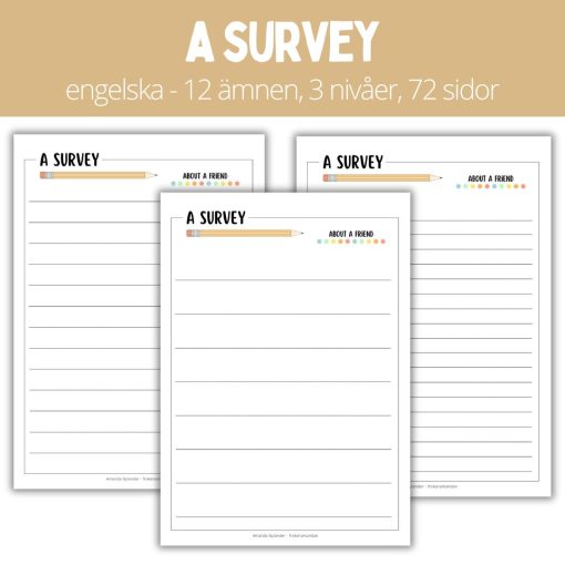 A survey - 12 ämnen - 3 nivåer - 72 sidor