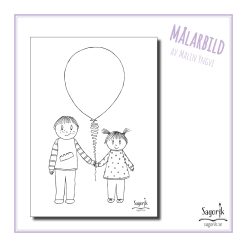 Målarbild - Barn med ballong