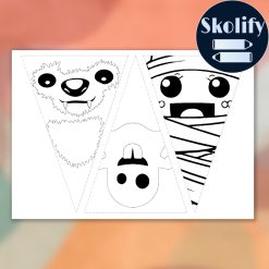 Halloween Pyssel - 10 Figurer - Klipp, Färglägg och Dekorera!