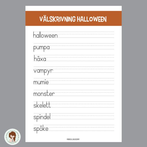 Välskrivning - Tema Halloween