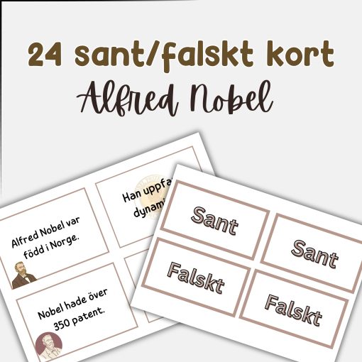 Alfred Nobel fakta (sant eller falskt kort)