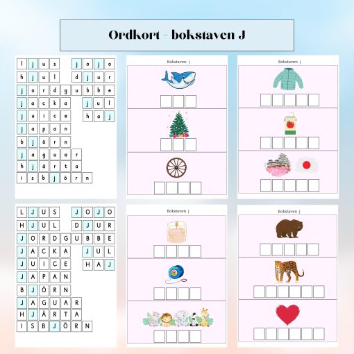 Ordkort - bokstaven J